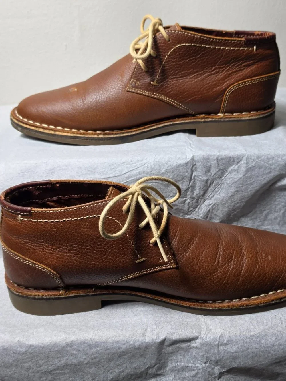 Kenneth Cole Reaction Desert Sun Men's Tan Cognac Brown Leather Chukka Boot #9.5